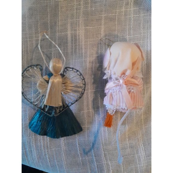 2 Corn Husk Ornaments An Angel And A Granny Mouse Not Labeled Very Cute Preowned - Picture 4 of 7